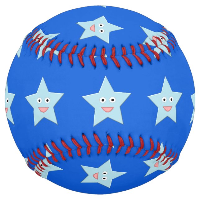 Balle De Softball Bleu Clair Celebration Star Softball (Devant)