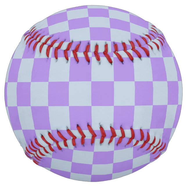 Balle De Softball Bleu doux et À damiers lavande (Devant)