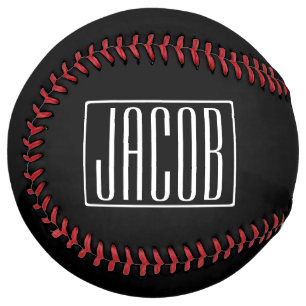 Balle De Softball Bold & Modern Your name or Word   White On Black