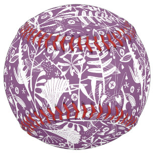 Balle De Softball Botanique moderne violet