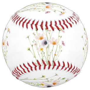 Balle De Softball Bouquet aquarelle de fleurs sauvages