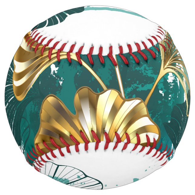 Balle De Softball Branche avec Feuilles d'or Ginko Biloba (Devant)