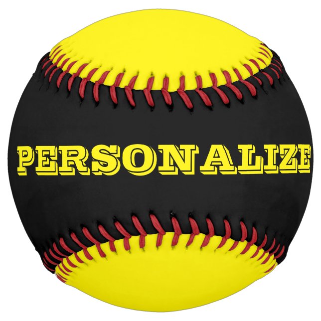 Balle De Softball Cadeau de softball noir et jaune personnalisé (Dos)