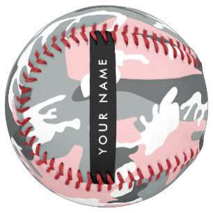 Balle De Softball Camouflage rose et gris Votre nom Personnalisez
