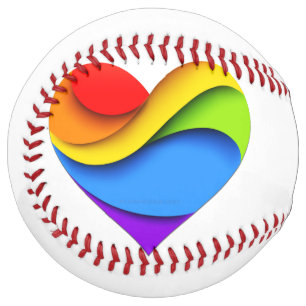 Balle De Softball Coeur en forme de SlipperyJoe arc-en-ciel rouge or