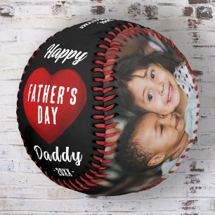 Balle De Softball Cœur rouge Joyeuse Fête des Pères Papa 2 Collage d