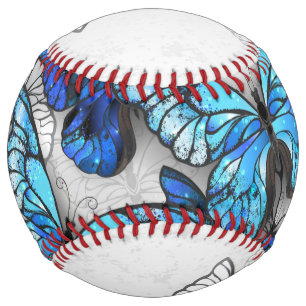 Balle De Softball Composition of White and Blue Butterflies