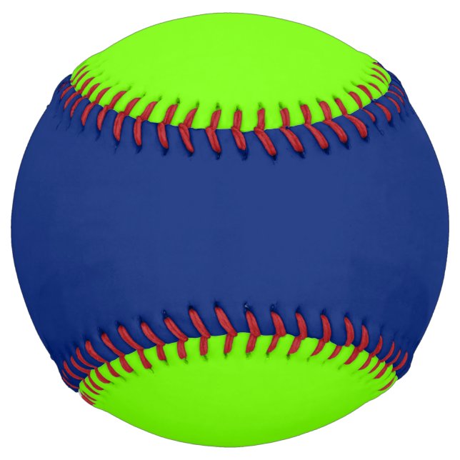 Balle De Softball couleur solide bleu foncé et vert néon (Devant)