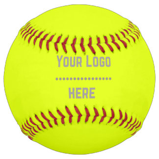 Balle De Softball couleur solide jaune fluorescent - votre logo