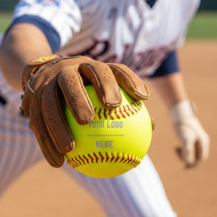 Balle De Softball couleur unie fluorescent jaune - votre logo