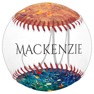 Balle De Softball Déchirure psychédélique Monogramme Abstrait a