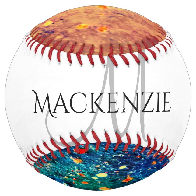 Balle De Softball Déchirure psychédélique | Monogramme Abstrait arc- (Devant)