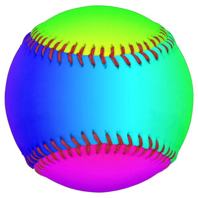 Balle De Softball Dégradé diagonal arc-en-ciel (Devant)