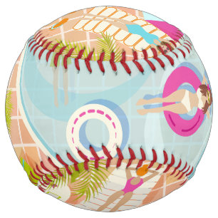 Balle De Softball Des filles et des garçons du bikini jouant au jeu 
