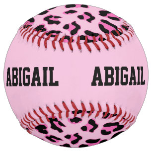 Balle De Softball Empreinte de léopard rose amusant - Nom de la Per