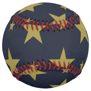 Balle De Softball Étoiles dorées sur bleu marine – Élégant et intemp