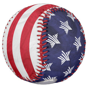 Balle De Softball étoiles rayures rouge blanc et bleu monogramme dra