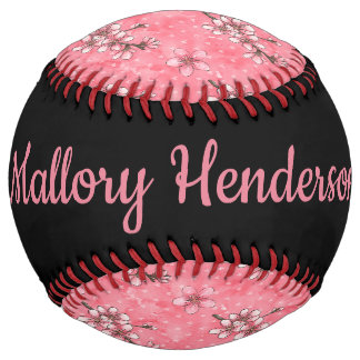 Balle De Softball Fleurs de cerises personnalisées