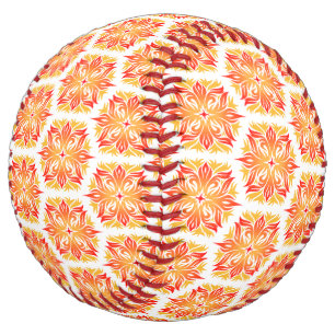Balle De Softball Fleurs Oranges, Motif De Fleurs, Motif Floral