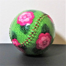 Fleurs roses Natural Greens Designer Crochet Impri