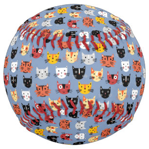 Balle De Softball Fun Chat Motif Bleu