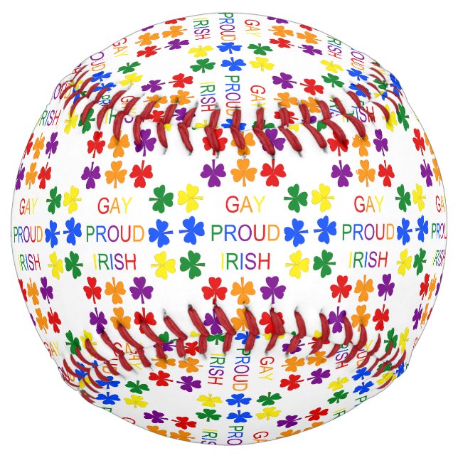 Balle De Softball Gay Fier Irlandais LGBT Rainbow Shamrocks (Devant)