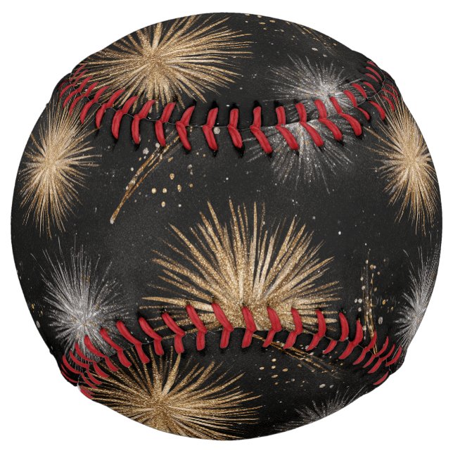 Balle De Softball Glitzy Black Silver Gold Sparkle  (Devant)