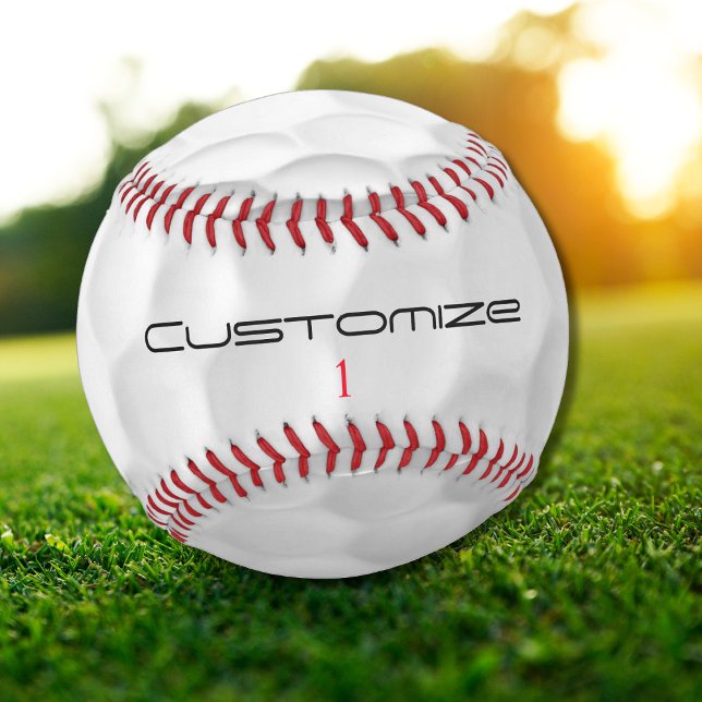 Balle De Softball Golf Ball Dimples Texte et numéro personnalisés (Créateur téléchargé)