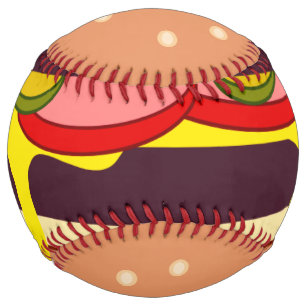 Balle De Softball Grand Double Burger dans un pain avec du fromage q