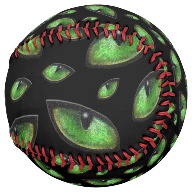 Balle De Softball Green Cats Eyes Motif, (Devant droit)