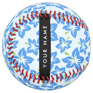 Balle De Softball Hibiscus Bleu, Fleurs Bleues, Votre Nom