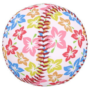 Balle De Softball Hibiscus Coloré, Motif De Fleurs