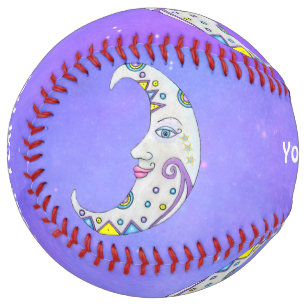 Balle De Softball Imaginaire Croissant Lune Face Jolie Décorations C