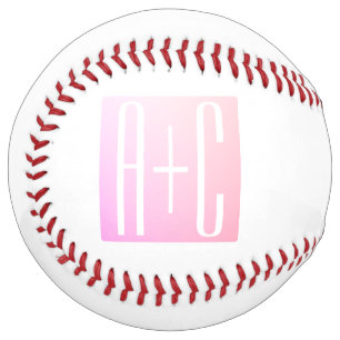 Balle De Softball Initiales de couple Gradation rose subtile