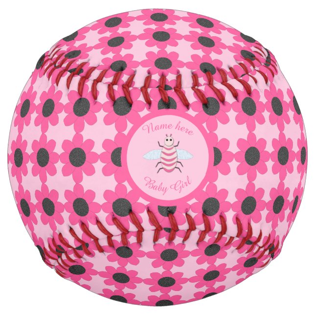 Balle De Softball Jolie fille rose Bee Bee personnalisée (Devant)