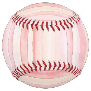 Balle De Softball Jolies rayures rose blush crème