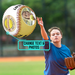 Balle De Softball Joueur vedette et photo d'équipe et logo Softball