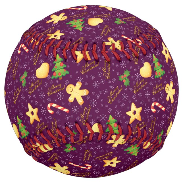 Balle De Softball Joyeux softball de Noël (Devant)