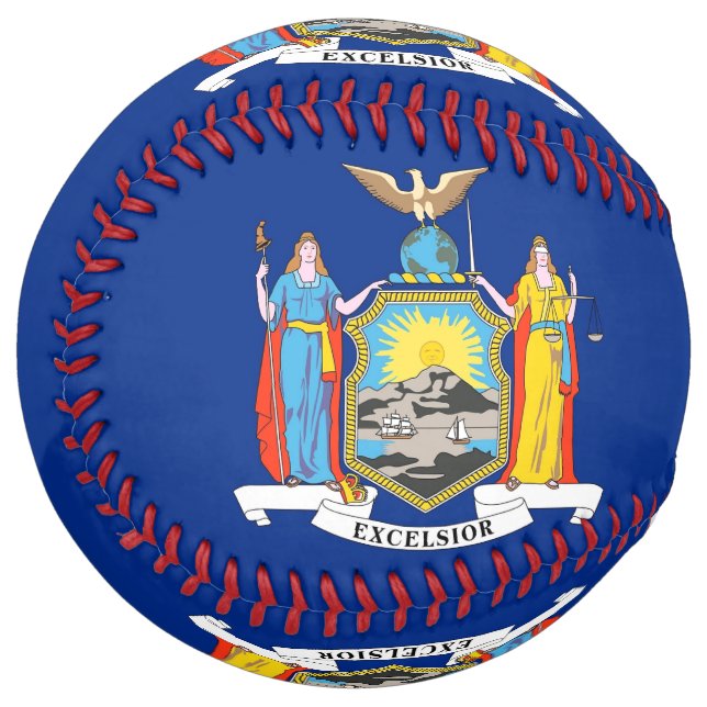 Balle De Softball Le base-ball patriotique avec le drapeau de New (Devant gauche)