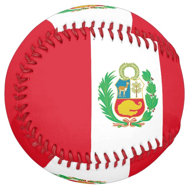 Balle De Softball Le base-ball patriotique avec le drapeau du Pérou (Devant gauche)