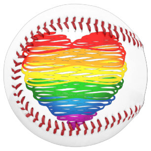 Balle De Softball Le cœur arc-en-ciel de SlipperyJoe griffonné tourb