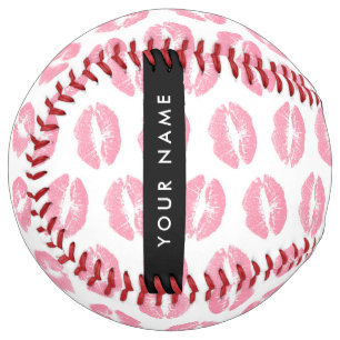 Balle De Softball Lèvres Roses, Baiser, Baguette à lèvres, Votre Nom