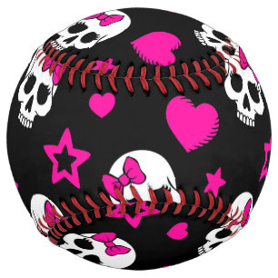 Balle De Softball Lovey Goth Skuls en rose vif