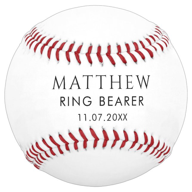 Balle De Softball Mariage Groomsman Keepsaké Porteur d'anneau (Devant)