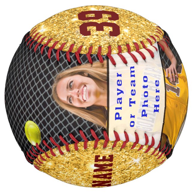 Balle De Softball Marine Blue et Vegas Gold, Photo Softball (Devant)
