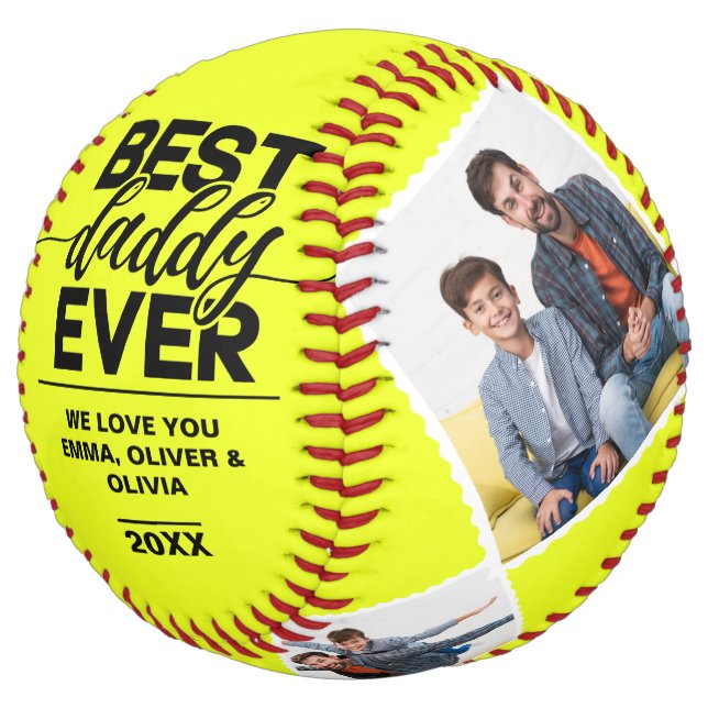 Balle De Softball Meilleur papa jamais Fête des pères rustique Colla (Incliné)