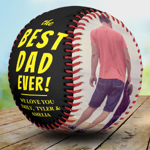 Balle De Softball Meilleur Papa Noir Jaune Ever 2 Collage Photo 
