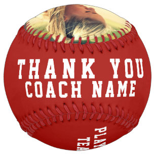 Balle De Softball Merci Coach Équipe Rouge Nom Numéro Photo