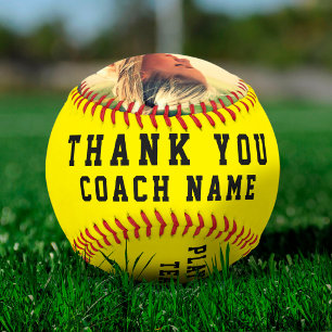 Balle De Softball Merci Coach Nom de l'équipe Numéro Photo