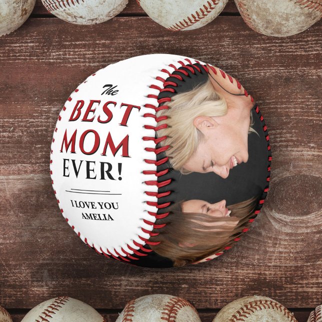 Balle De Softball Modern Best Mom Ever Photo Collage de photos Fête  (Créateur téléchargé)